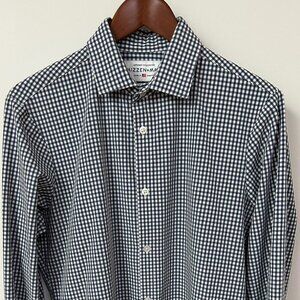 MIZZEN + MAIN Leeward Collection Sharp Blue and White Performance Shirt Size M